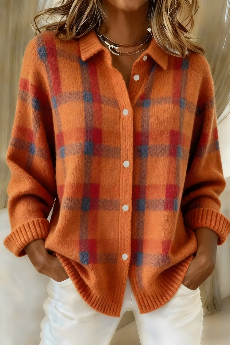 Sonia | Cardigan à Carreaux en Tricot Doux